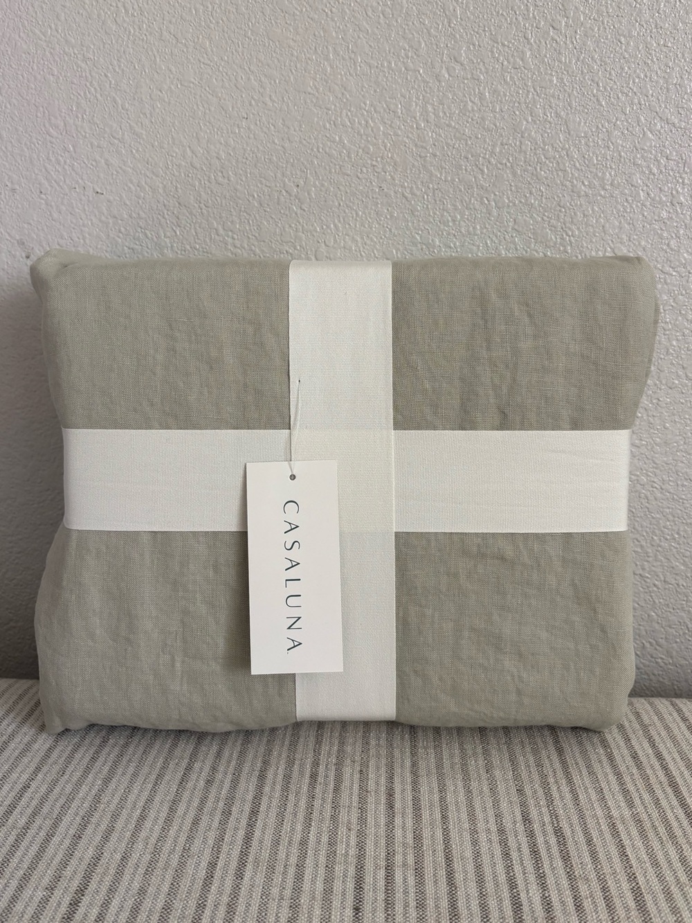 NWT King 100% Linen Duvet Set Light Olive Green - Casaluna